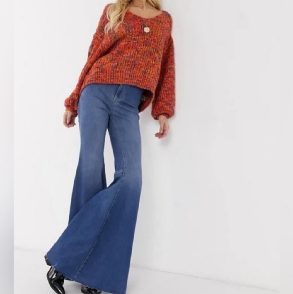 Free People Orange Off-the-Shoulder Sweater